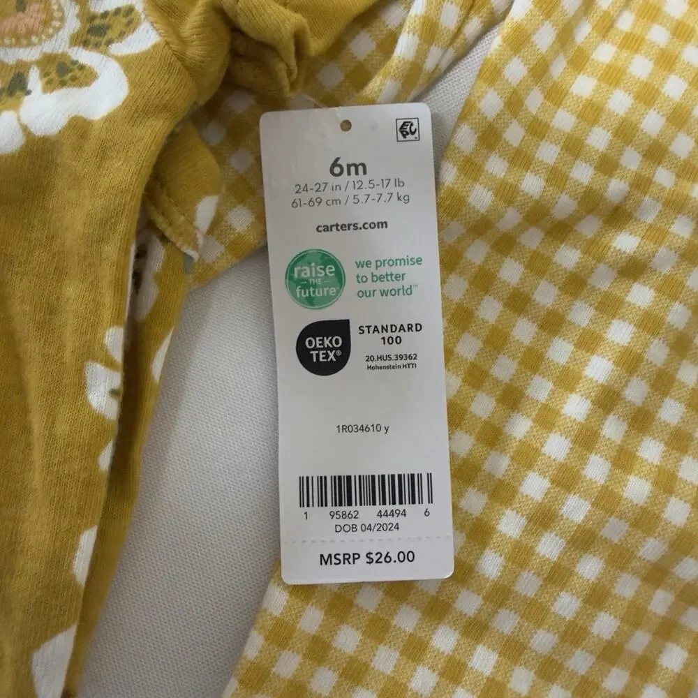 Carter's Baby Girl 3-Piece Floral Outfit Set 6 Months Ivory/Mustard